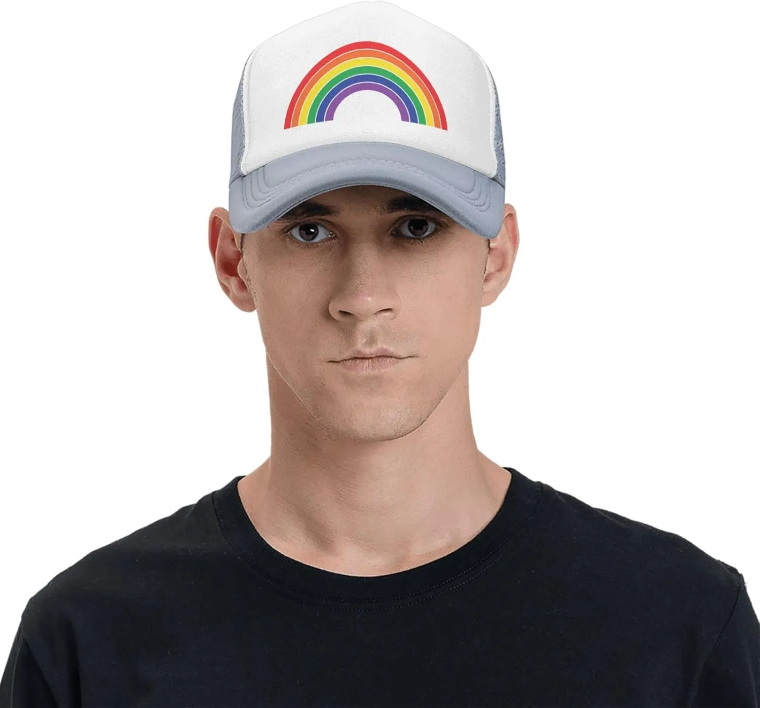 Pride Rainbow Trucker Hat for Men Women, Lesbian Gay Bisexual Transgender LGBT Baseball Cap Mesh Caps