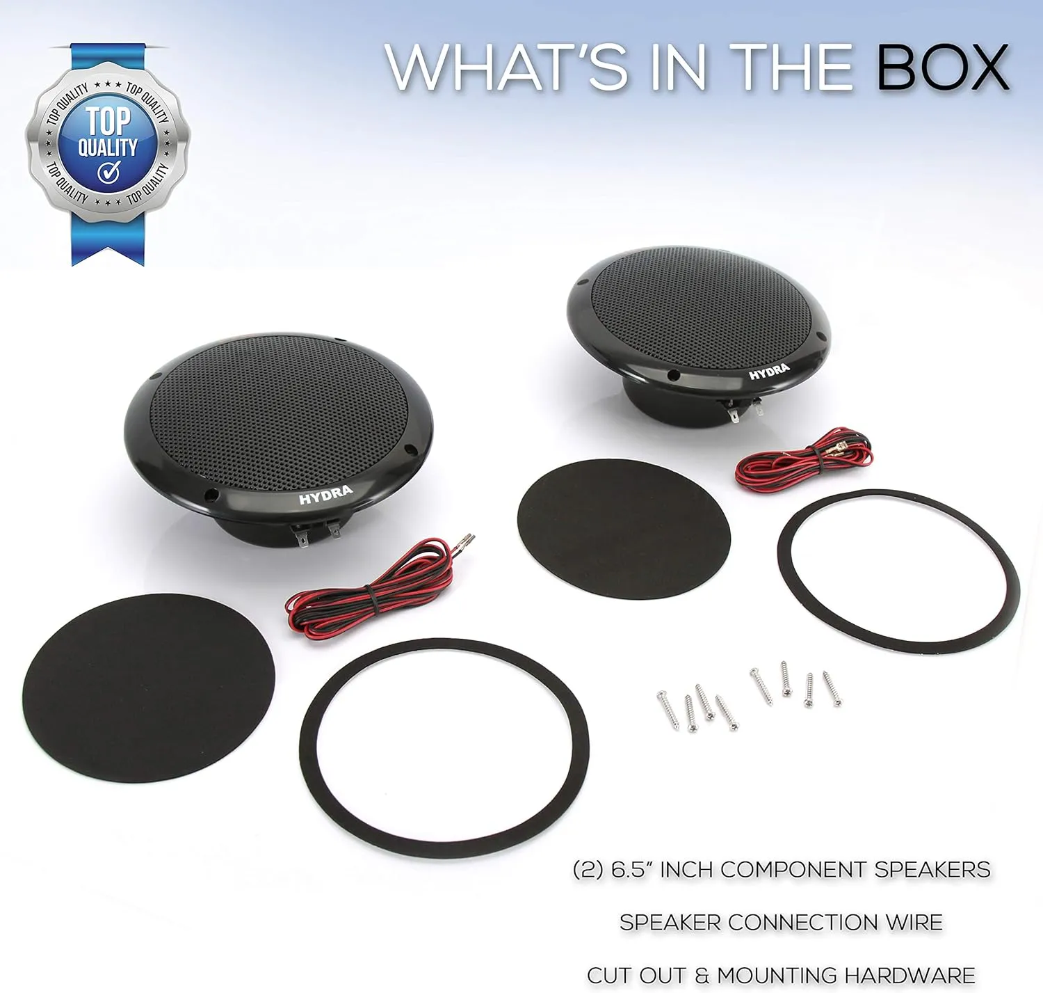 Pyle 6.5 Inch Dual Marine Speakers - 2 Way Waterproof and Weather Resistant Outdoor Audio Stereo Sound System with 400 Watt Power, Polypropylene Cone and Butyl Rubber Surround-1 Pair-PLMR605W (Black)