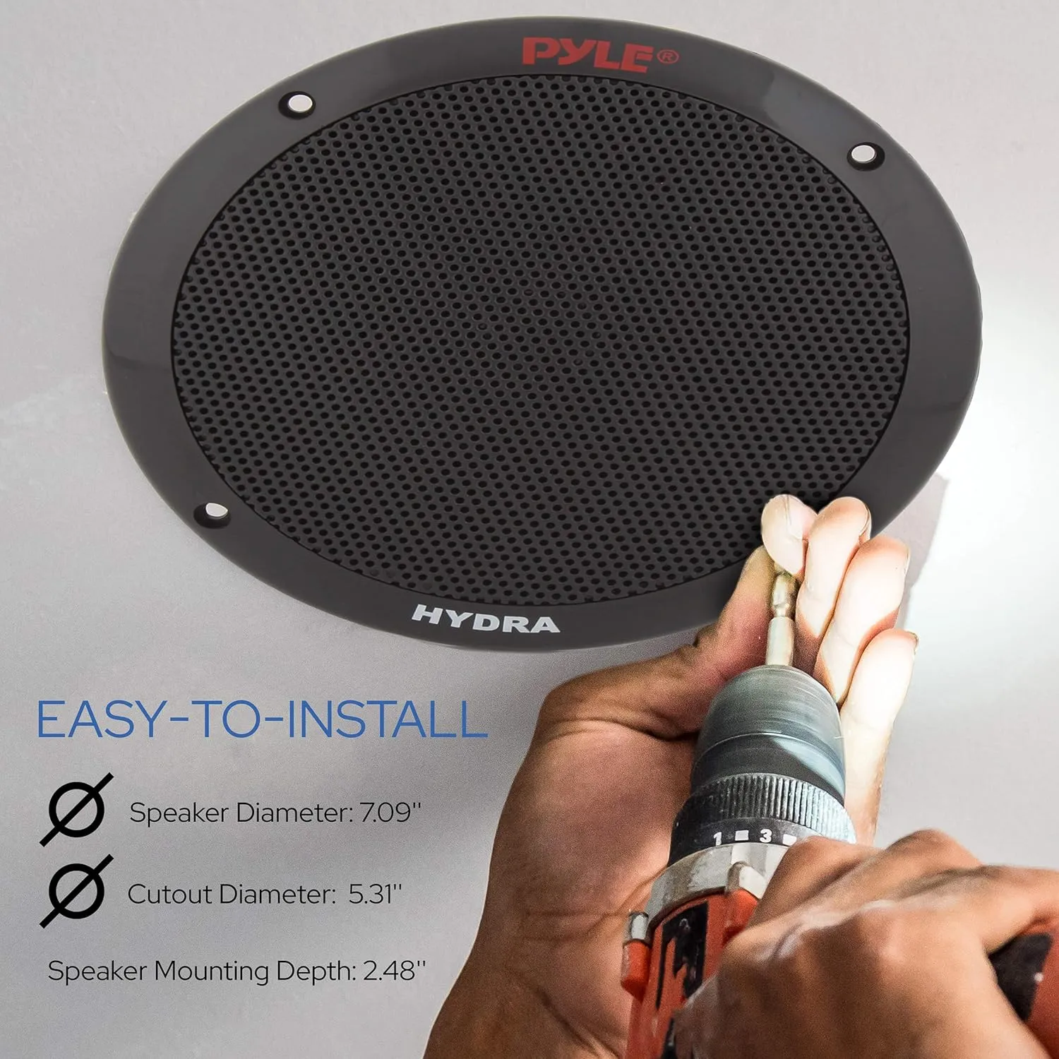 Pyle 6.5 Inch Dual Marine Speakers - 2 Way Waterproof and Weather Resistant Outdoor Audio Stereo Sound System with 400 Watt Power, Polypropylene Cone and Butyl Rubber Surround-1 Pair-PLMR605W (Black)