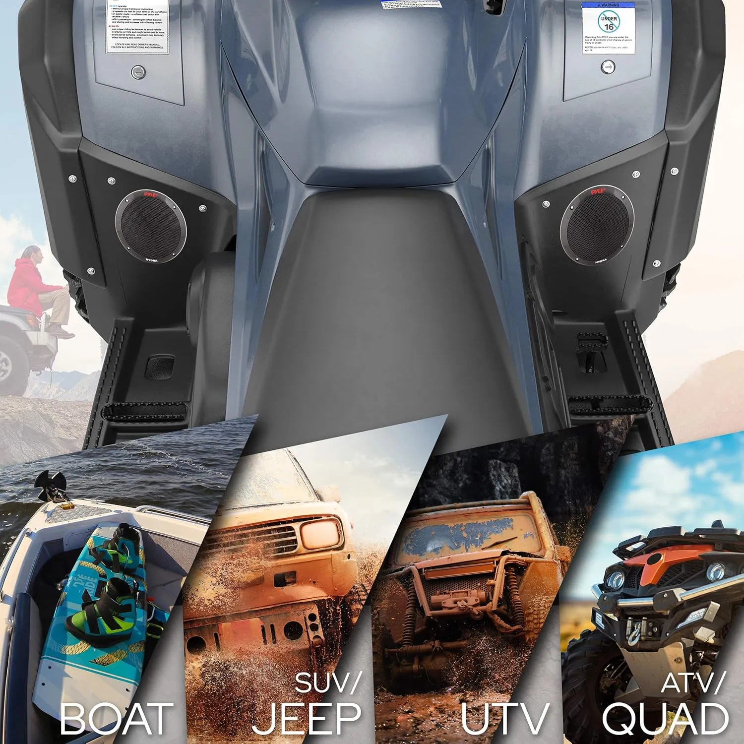 Pyle 6.5 Inch Dual Marine Speakers - 2 Way Waterproof and Weather Resistant Outdoor Audio Stereo Sound System with 400 Watt Power, Polypropylene Cone and Butyl Rubber Surround-1 Pair-PLMR605W (Black)