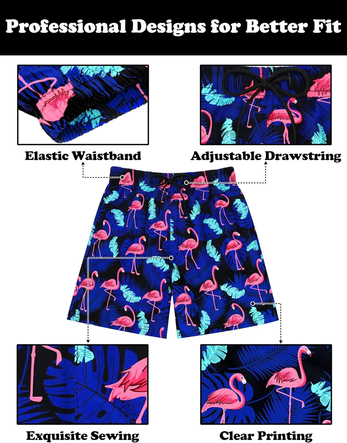 Sarfel Boys Swim Trunks with Compression Liner Kids Swimsuits Boys Bathing Suit Kids Board Shorts Teen Boy Quick Dry Shorts