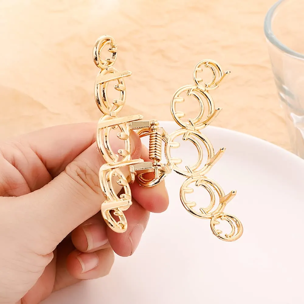 Smiley Face Metal Hair Claw Clips for Women and Girls, Hairpins Non-Slip Hair Clip Thick Hair 2PCS, Smiley Barrettes Prom Hair Accessories Set