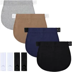 Syhood 6 Pieces Maternity Pants Extender Set Adjustable Waist Extenders Elastic Pant Button Extenders Pregnancy Stretch Band for Women Men