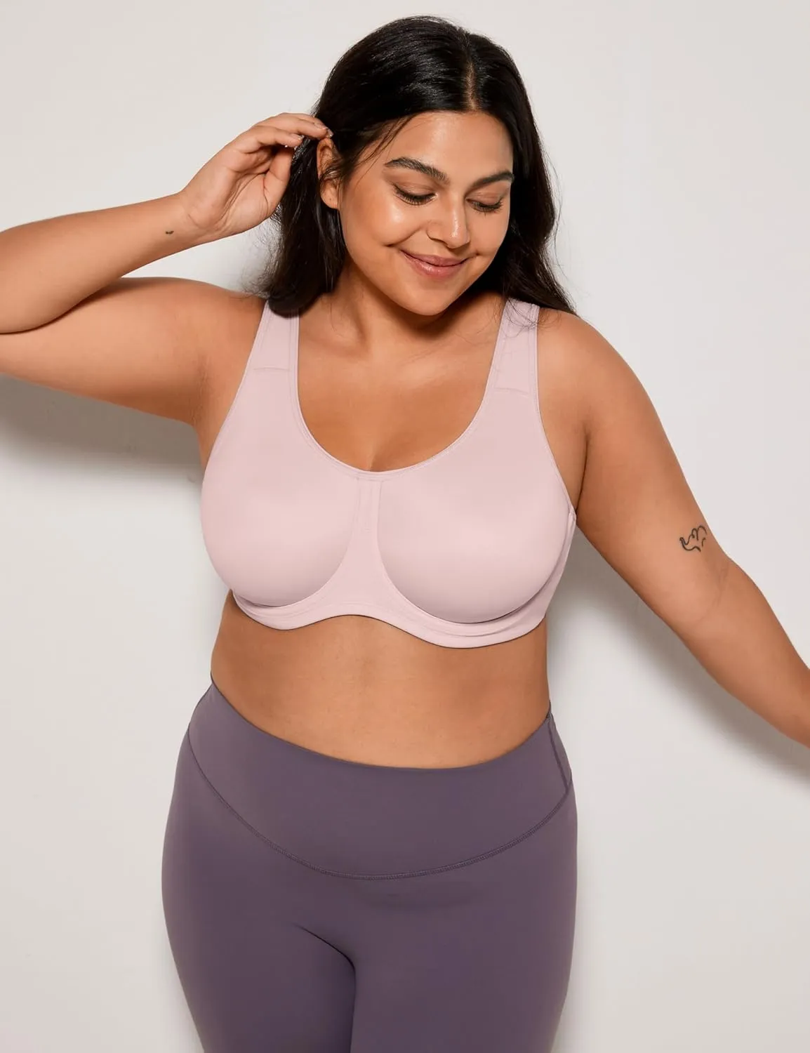 SYROKAN Women's Max Control Underwire Sports Bra High Impact Plus Size with Adjustable Straps Unlined Bra