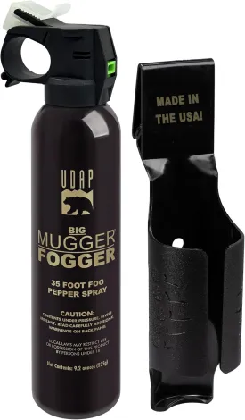 The Big Mugger Fogger UDAP Pepper Power with Holster, High Volume Powerful Blast Pattern, 35 Foot ft Fog Barrier, Self Defense for Hiking, Camping Outdoor Protection #BMF, 9.2 oz 260g
