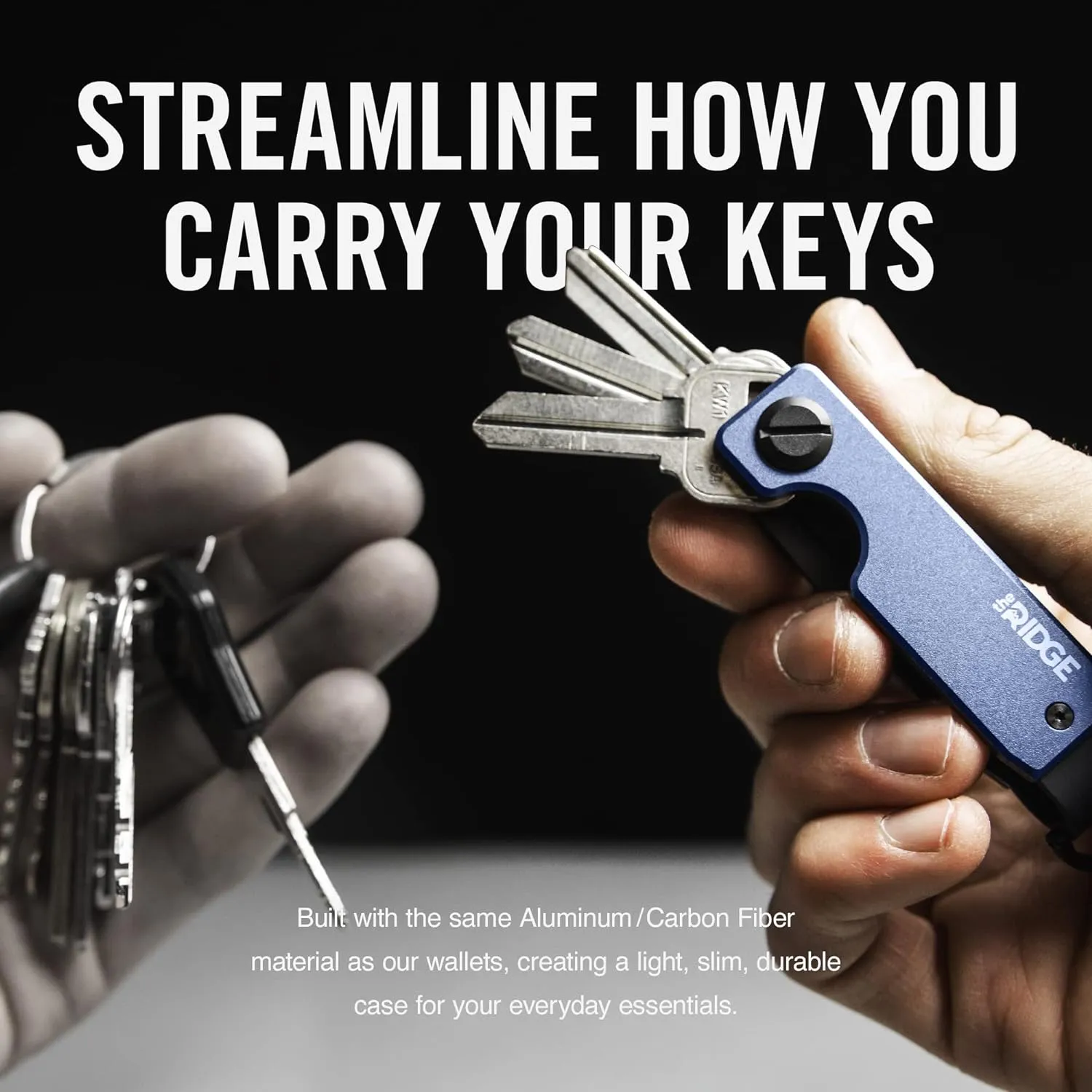 The Ridge Key Organizer - Compact Metallic Key Holder | Minimalist Innovative Keyholder | Smart Keychain Secures 2-6 Keys