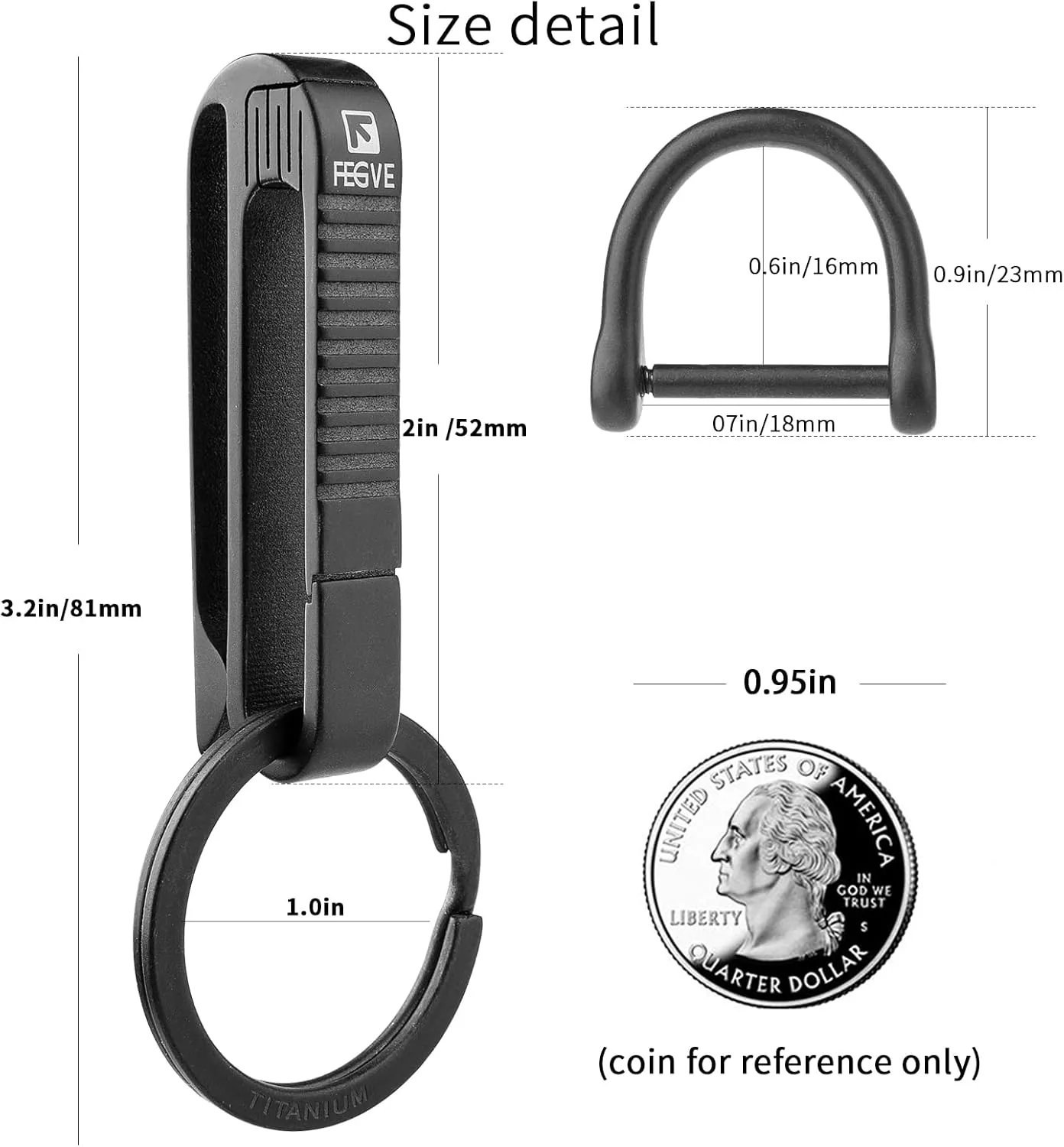 TISUR Belt Loop Keychain Clip, Titanium Carabiner Keychain Key Holder for Duty Belt, Car Key Chain for Men Women