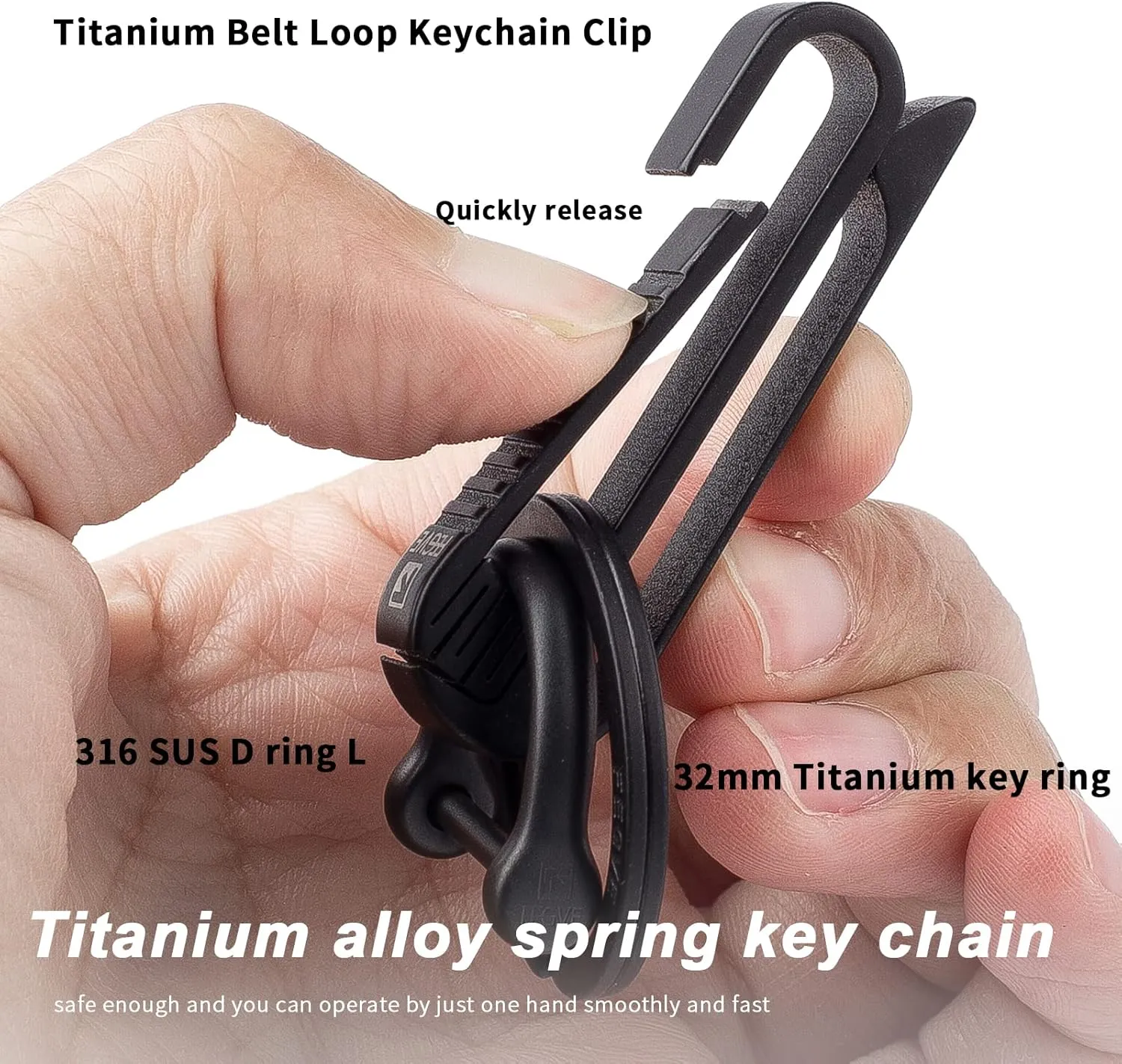 TISUR Belt Loop Keychain Clip, Titanium Carabiner Keychain Key Holder for Duty Belt, Car Key Chain for Men Women