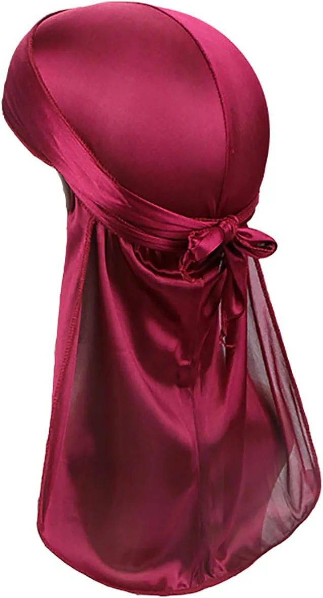 TopTie Silky Durag Headwraps Extra Long Tail Wide Straps for 360 Waves Do Rag