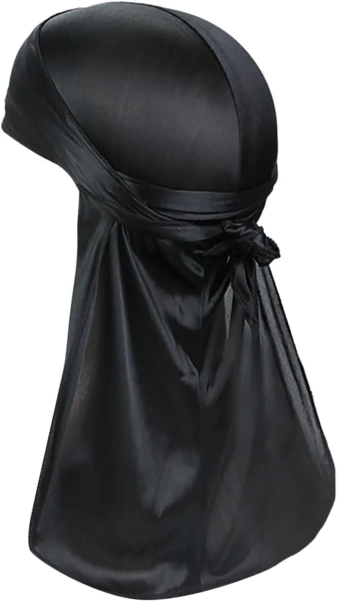 TopTie Silky Durag Headwraps Extra Long Tail Wide Straps for 360 Waves Do Rag