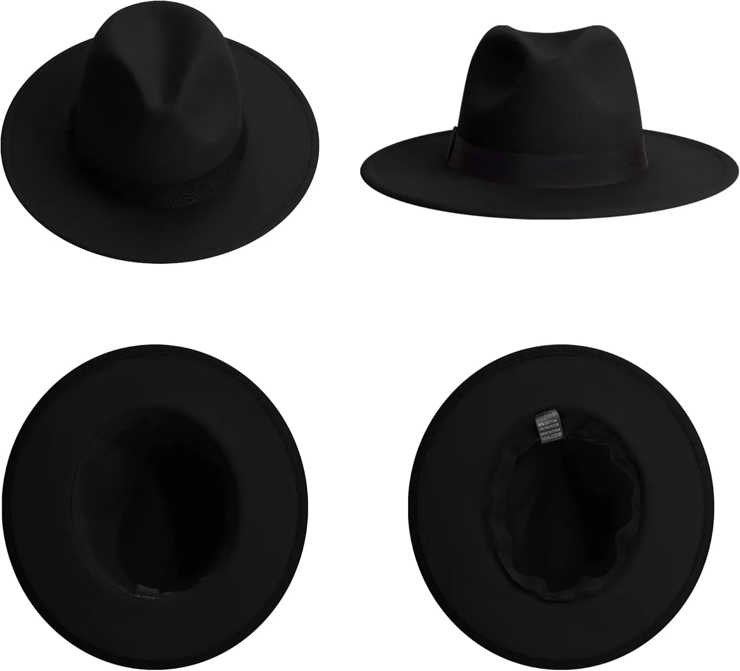 Wide Brim Fedora Hats for Women & Men Classic Dress Panama Hat Adjustable Felt Hat with Band