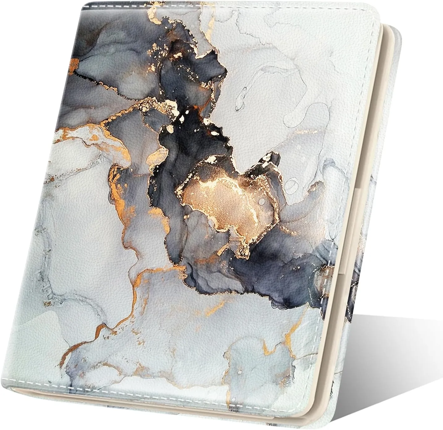 Womens Wallet, RFID Small Card Wallets for Women, Slim Thin Bifold Leather Credit Card Holder Wallet, Cute Compact Wallet Ladies Mini Purse with Zipper Coin Pocket & ID Window(Black Gold Marble)