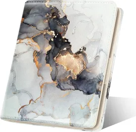 Womens Wallet, RFID Small Card Wallets for Women, Slim Thin Bifold Leather Credit Card Holder Wallet, Cute Compact Wallet Ladies Mini Purse with Zipper Coin Pocket & ID Window(Black Gold Marble)