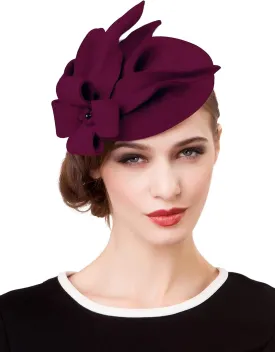 Wool Fascinator Pillbox Hat Winter British Wool Felt Hat for Women Wedding Church Hat Flower Fedoras Wool Fascinator Pillbox Hat Winter British Wool Felt Hat for Women Wedding Church Hat Flower Fedoras